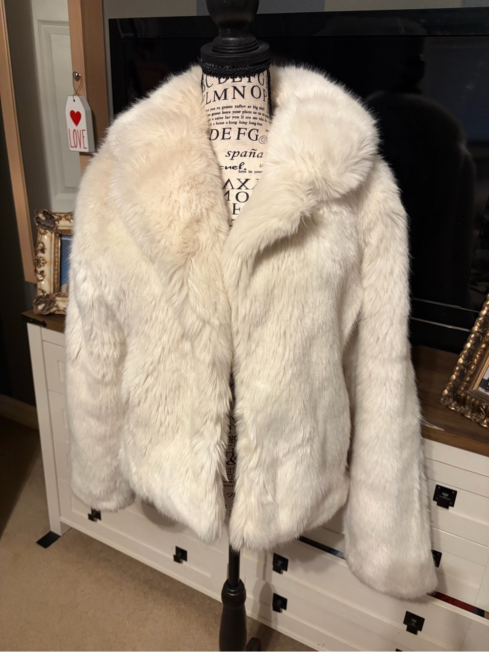Abercrombie & Fitch Cream Faux Fur Teddy Jacket